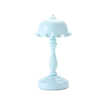 Retro Charging Table Lamp Bedroom Bed LED Eye Protection Light(LD04 Flower Hat Light Blue)-garmade.com