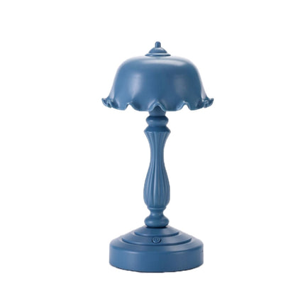 Retro Charging Table Lamp Bedroom Bed LED Eye Protection Light(LD04 Flower Hat Gray Blue)-garmade.com
