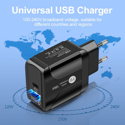 18W PD + QC 3.0 Fast Charge Travel Charger Power Adapter With LED Indication Function(US Plug White)-garmade.com