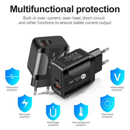 18W PD + QC 3.0 Fast Charge Travel Charger Power Adapter With LED Indication Function(US Plug Black)-garmade.com