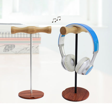 Creative Metal Rod Wooden Head-mounted Headphone Stand Display Holder, Colour: Double-sided White Metal Rod-garmade.com