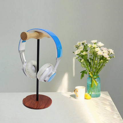 Creative Metal Rod Wooden Head-mounted Headphone Stand Display Holder, Colour: Double-sided Black Metal Rod-garmade.com