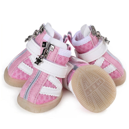 JML Pet Sports Shoes Non-Slip Wear-Resistant Comfortable Breathable Dog Shoes, Size: 4(Pink)-garmade.com
