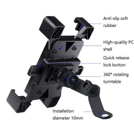 WHEEL UP Bicycle Automatic Bracket Motorcycle Mobile Phone Bicycle Navigation Rack(Upgrade-Rearview Mirror)-garmade.com