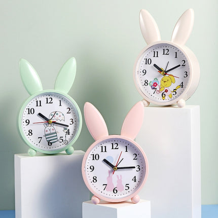 2 PCS Simple Cartoon Rabbit Alarm Clock Ornaments Bedroom Decoration Bedside Mute Sweeping Small Alarm Clock, Color And Style Random Deilvery-garmade.com