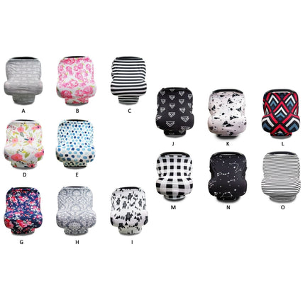 Multifunctional Enlarged Stroller Windshield Breastfeeding Towel Baby Seat Cover(Black and White Grid)-garmade.com