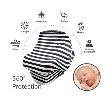 Multifunctional Enlarged Stroller Windshield Breastfeeding Towel Baby Seat Cover(Black Triangle)-garmade.com