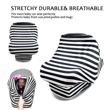 Multifunctional Enlarged Stroller Windshield Breastfeeding Towel Baby Seat Cover(Black and White Grid)-garmade.com