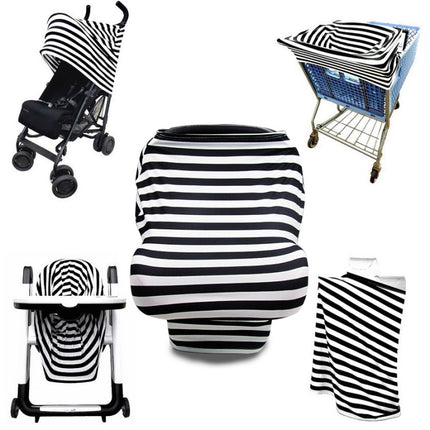 Multifunctional Enlarged Stroller Windshield Breastfeeding Towel Baby Seat Cover(Blue Dots)-garmade.com