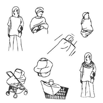 Multifunctional Enlarged Stroller Windshield Breastfeeding Towel Baby Seat Cover(Red Geometry)-garmade.com