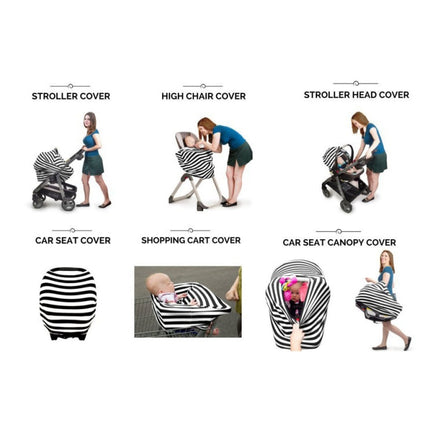 Multifunctional Enlarged Stroller Windshield Breastfeeding Towel Baby Seat Cover(Black Triangle)-garmade.com