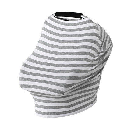 Multifunctional Cotton Nursing Towel Safety Seat Cushion Stroller Cover(Gray White Thick Stripes)-garmade.com