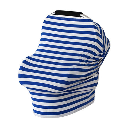 Multifunctional Cotton Nursing Towel Safety Seat Cushion Stroller Cover(Blue and White Stripes)-garmade.com