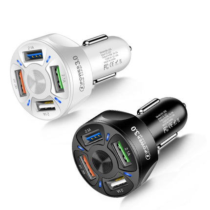 BK-358 3A QC3.0 4USB Car Charger One For Four Mobile Phone Car Charger(White)-garmade.com