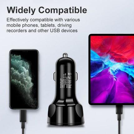 BK-358 3A QC3.0 4USB Car Charger One For Four Mobile Phone Car Charger(Black)-garmade.com
