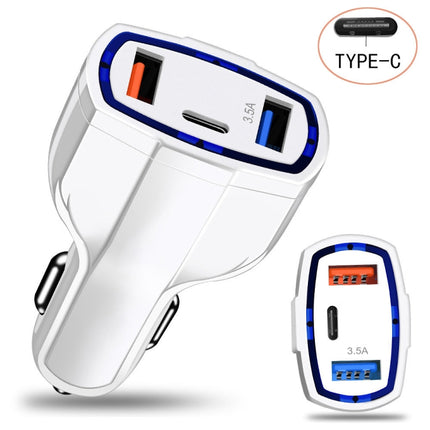 2 PCS QC3.0 Fast Charge Car Charger 3.5A Dual USB With Type-C Interface Output Car Charger(Black)-garmade.com