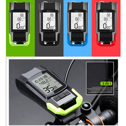 3 In 1 Wireless Bicycle Code Meter Lamp Strong Light Front Light, Colour: Red-garmade.com