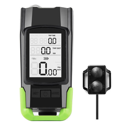 3 In 1 Wireless Bicycle Code Meter Lamp Strong Light Front Light, Colour: Green-garmade.com