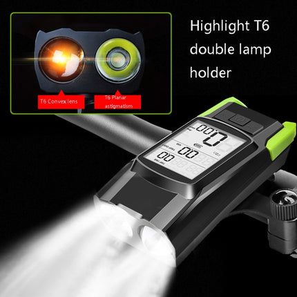 3 In 1 Wireless Bicycle Code Meter Lamp Strong Light Front Light, Colour: Green-garmade.com