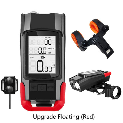 3 In 1 Wireless Bicycle Code Meter Lamp Strong Light Front Light, Colour: Upgrade Floating (Red)-garmade.com