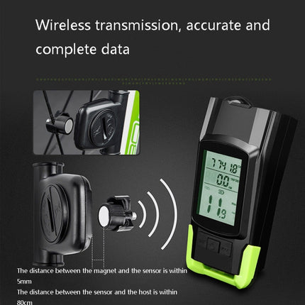 3 In 1 Wireless Bicycle Code Meter Lamp Strong Light Front Light, Colour: Upgrade Floating (Green)-garmade.com