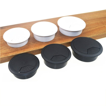 20 PCS ABS Plastic Round Cable Box Computer Desk Cable Hole Cover, Specification: 50mm (Black)-garmade.com