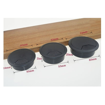 20 PCS ABS Plastic Round Cable Box Computer Desk Cable Hole Cover, Specification: 53mm (Black)-garmade.com