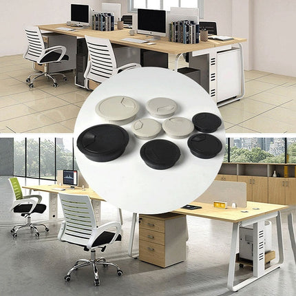 20 PCS ABS Plastic Round Cable Box Computer Desk Cable Hole Cover, Specification: 53mm (Black)-garmade.com