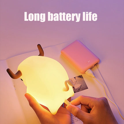 BD-NL-11 Cow Silicone Lamp USB Dimming Night Light Children Bedside Timing Sleeping Light(Yellow Light)-garmade.com