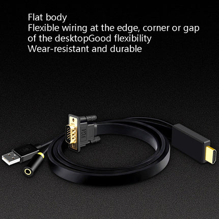 1m JH HV10 1080P HDMI to VGA Cable Projector TV Box Computer Notebook Industrial Display Adapter Cable-garmade.com