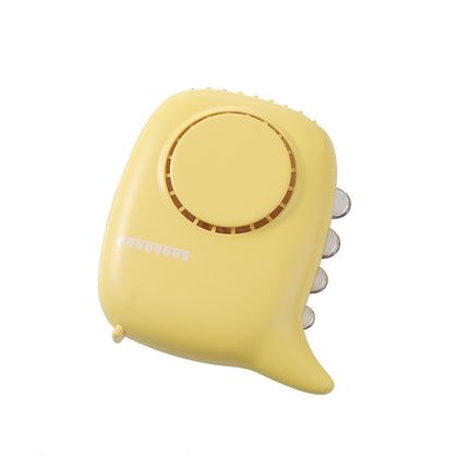 D2 Dinosaur Hanging Neck Fan Multifunctional USB Mini Desktop Handheld Outdoor Night Light Fan(Yellow)-garmade.com