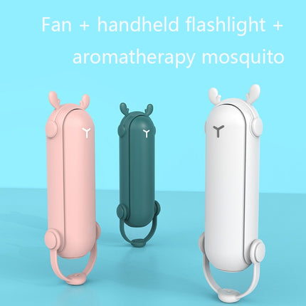 DS208 Folding Multifunctional USB Flashlight Fan Portable Aromatherapy Mosquito Repellent Mini Handheld Fan(Green)-garmade.com