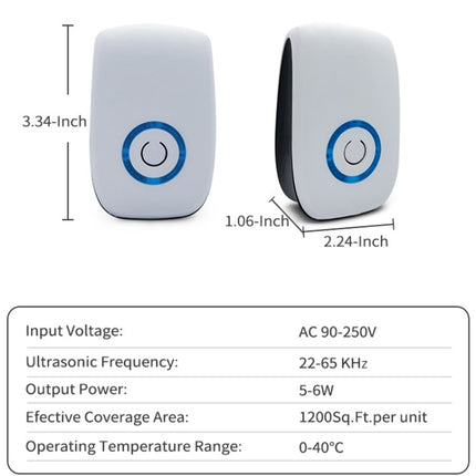 H12 2 PCS Ultrasonic Electronic Mouse Repeller Household Mini Mosquito Repeller, Product specification: US Plug(White)-garmade.com