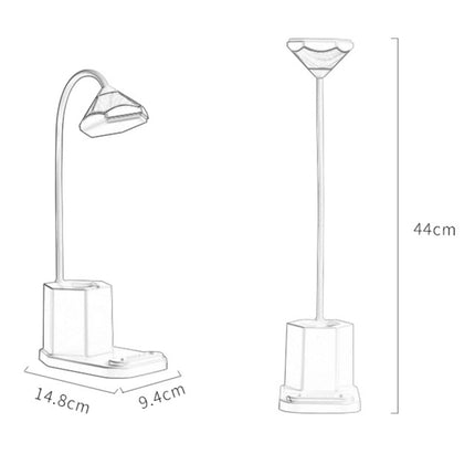 QB-1 Multifunctional Pencil Table Lamp USB Eye Protection Learning Bedside Reading Table Lamp(White)-garmade.com