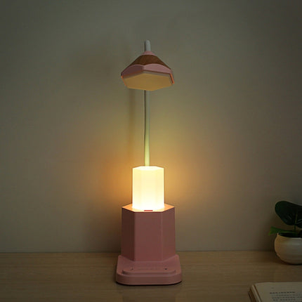 QB-1 Multifunctional Pencil Table Lamp USB Eye Protection Learning Bedside Reading Table Lamp(Pink)-garmade.com