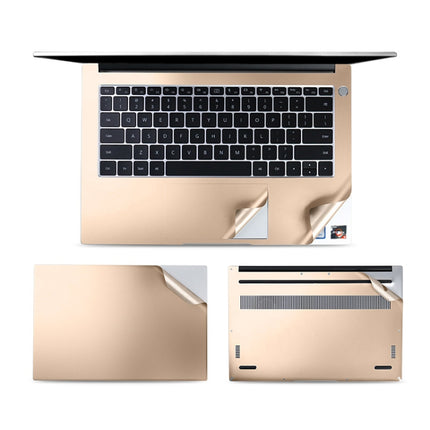 JRC 4 In 1 0.2mm Metal Texture Upper Cover Film + Bottom Cover Film + Full-Support Film + Touchpad Film Laptop Body Protective Film Sticker Set For Huawei Matebook D 14 inch (Champagne Gold)-garmade.com
