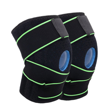 2 PCS Sports Band Compression Silicone Knee Pads Running Sports Cycling Knee Pads(Black Green)-garmade.com