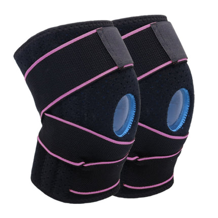 2 PCS Sports Band Compression Silicone Knee Pads Running Sports Cycling Knee Pads(Black Pink)-garmade.com