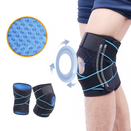 2 PCS Sports Band Compression Silicone Knee Pads Running Sports Cycling Knee Pads(Black Blue)-garmade.com