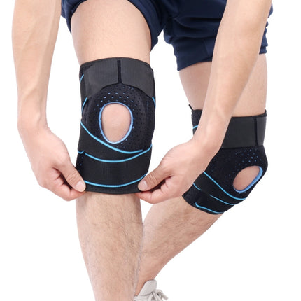 2 PCS Sports Band Compression Silicone Knee Pads Running Sports Cycling Knee Pads(Black Blue)-garmade.com