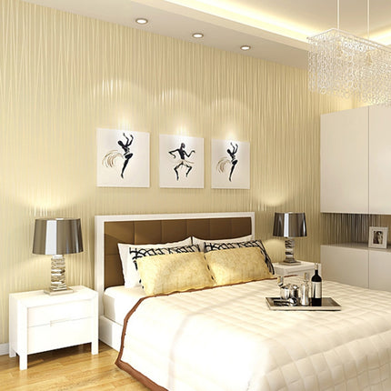 Modern Minimalist Bedroom Living Room Self-Adhesive Non-Woven Wallpaper Sticker, Specification: 0.53 x 3 Meters(7061 Beige)-garmade.com