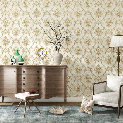 3D Pattern Wallpaper Damascus Self-Adhesive Wallpaper Non-Woven Embossed Deep Embossed Background Wall Paper, Specification: 0.53 x 3m(22101)-garmade.com
