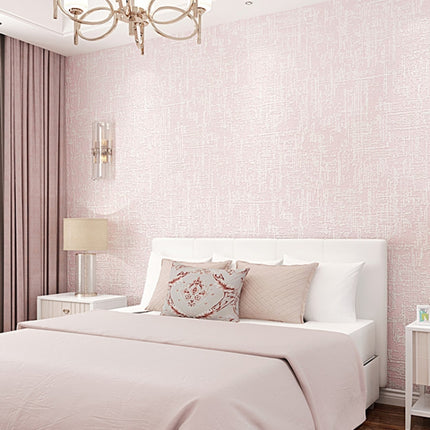 Simple Non-Woven Fabric Bedroom Living Room Plain Wallpaper Self-Adhesive 3D Stereo Imitation Diatom Mud Wallpaper, Specification: 0.53 x 3 Meters(714-3 Light Pink)-garmade.com