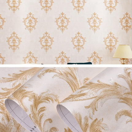 Damascus Self-Adhesive Embossed Wallpaper Thick 3D Non-Woven Fabric Fine Embossed Bedroom Wallpaper, Specification: 0.53 x 3 Meters(1682 Cream Color)-garmade.com