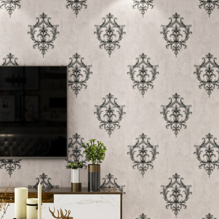 Damascus Self-Adhesive Embossed Wallpaper Thick 3D Non-Woven Fabric Fine Embossed Bedroom Wallpaper, Specification: 0.53 x 3 Meters(1683 Light Grey)-garmade.com