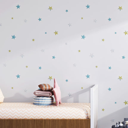 0.53 x 3m 3D Stars Moon Self-Adhesive Wallpaper Mediterranean Children Wall Sticker(1502 Beige)-garmade.com