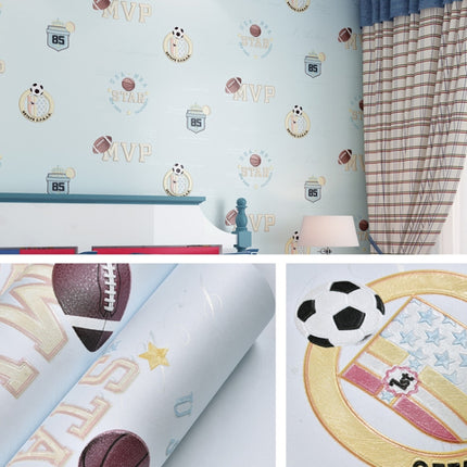 0.53 x 3m 3D Stars Moon Self-Adhesive Wallpaper Mediterranean Children Wall Sticker(3001 Light Blue)-garmade.com