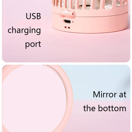 USB Mini Handheld Vanity Mirror Fan(Pink)-garmade.com