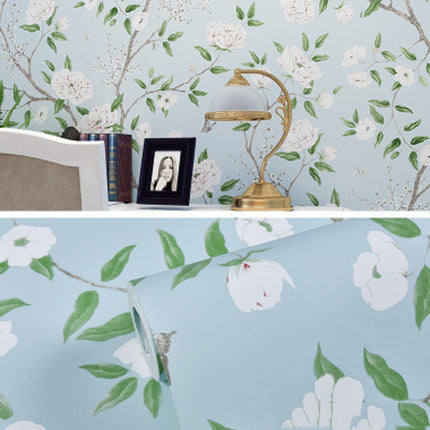 0.53x5m 3D StereoRetro Self-Adhesive Non-Woven Wallpaper Pastoral Flower Bedroom Living Room TV Background Wall Sticker(K2-A8 Light Blue)-garmade.com