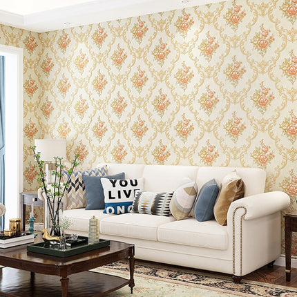 0.53 x 3m 3D Pastoral Style Wallpaper Bedroom Living Room Non-Woven Fabric Self-Adhesive Wall Sticker(203071 Off-white)-garmade.com